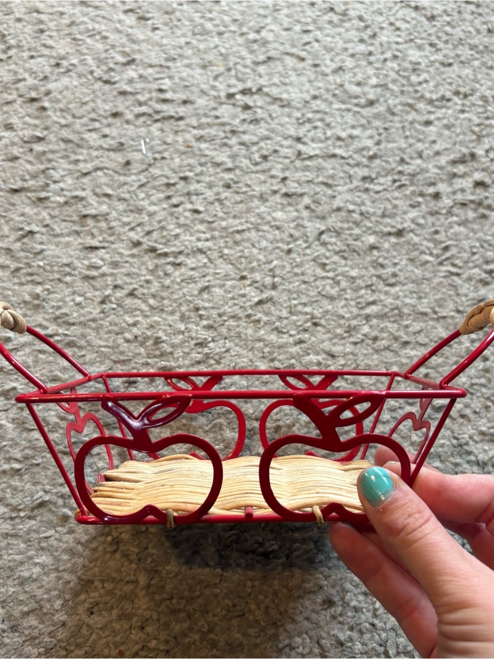 Vintage Red Apple Wire Basket Red Storage